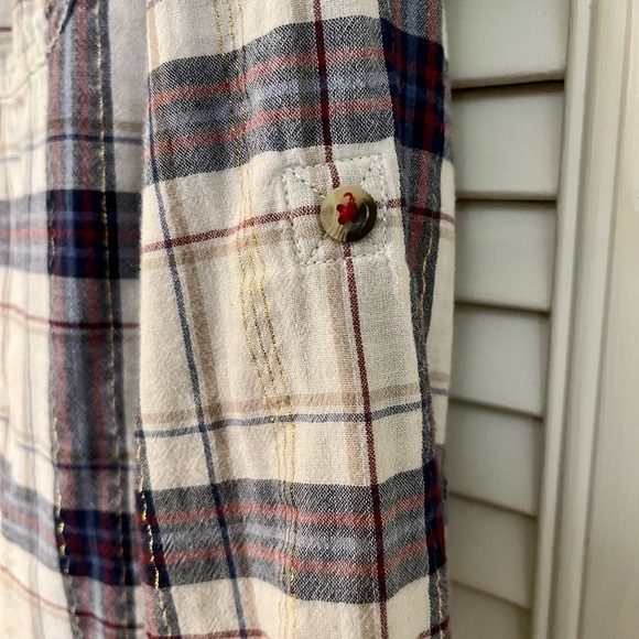 HATLEY, WOMENS PLAID, LONG SLEEVE, BUTTON DOWN SHIRT. ROLLUP SLEEVES. SIZE M. - Picture 5 of 8